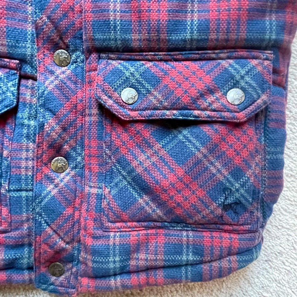 Kane & Unke Plaid Quilted Corduroy Vest Size Medium Navy Blue Burgundy Red - Picture 7 of 11